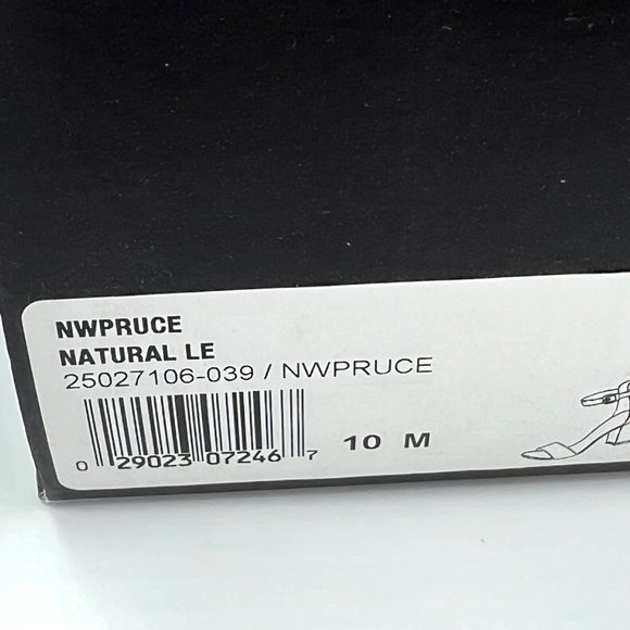 Nine West Size 10 Natural Nude Tan Beige Leather Block Heels Sandals Shoes - Picture 14 of 14